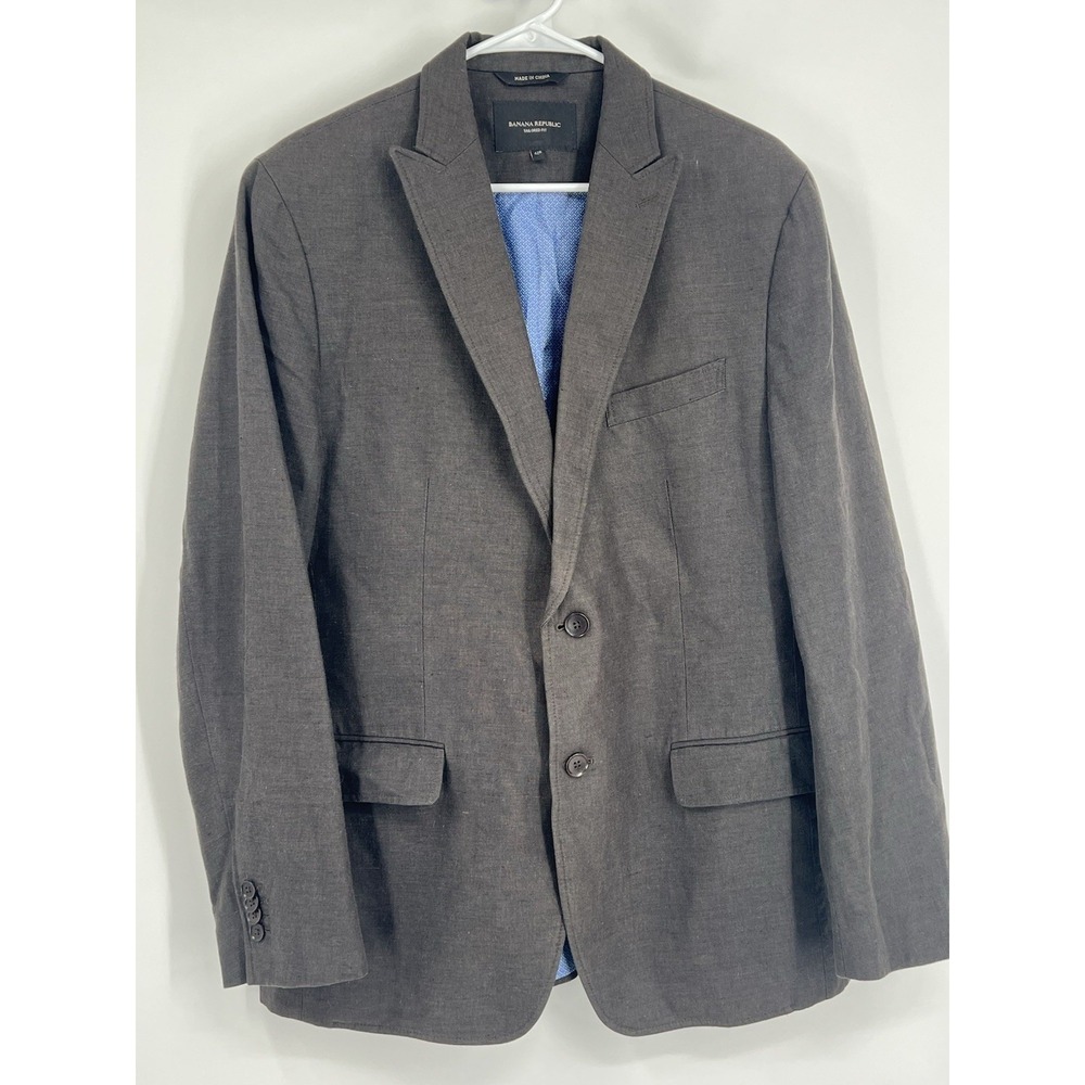 Men's 42R Linen Cotton Blend Chocolate Brown Blazer Sports Coat Euro Summer EUC